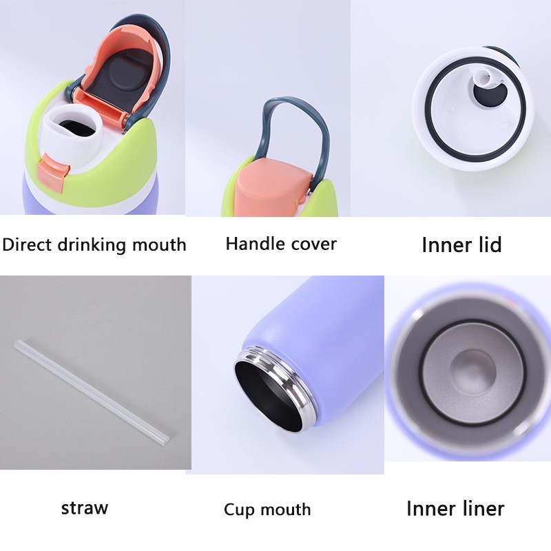 Cross-Border New Fruit Cup 304 Stainless Steel Thermos Cup Outdoor Fitness Sports Water Bottle Car Sports Water Cup