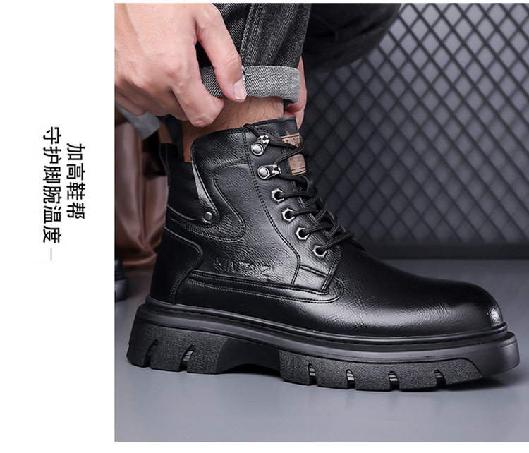 Giày bốt Martin nam cổ cao đế dày lót lông giữ ấm, gót 3–5 cm — màu nâu, màu đen chi tiết 14