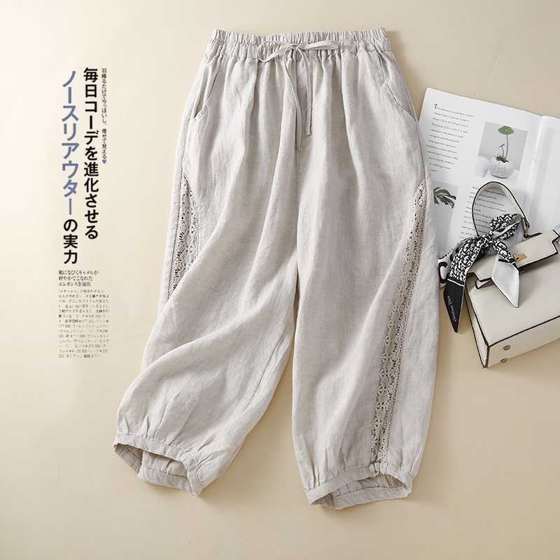 Real shot 2024 summer new cotton and linen art plus size slim cropped pants loose wide leg women's pants Real shot 2024 summer new cotton and linen art plus size slim cropped pants loose wide leg women's pants
