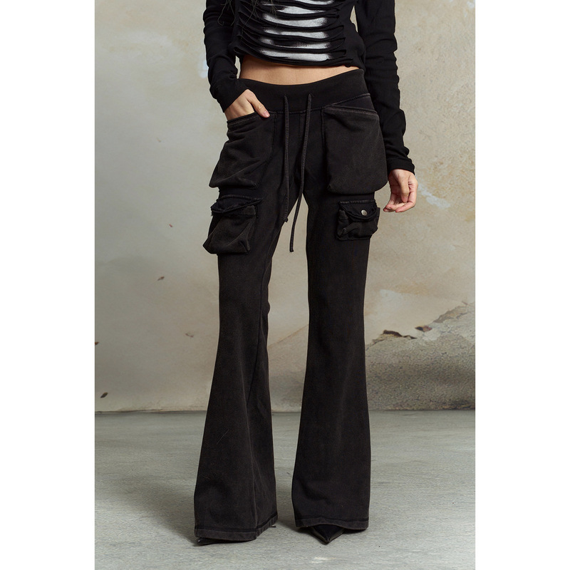 American Retro Style Spicy Girl Low-Waist Flared Work Pants Casual Pants Women's Long Pants Bell-Bottom Pants Guangzhou Women's Fashion