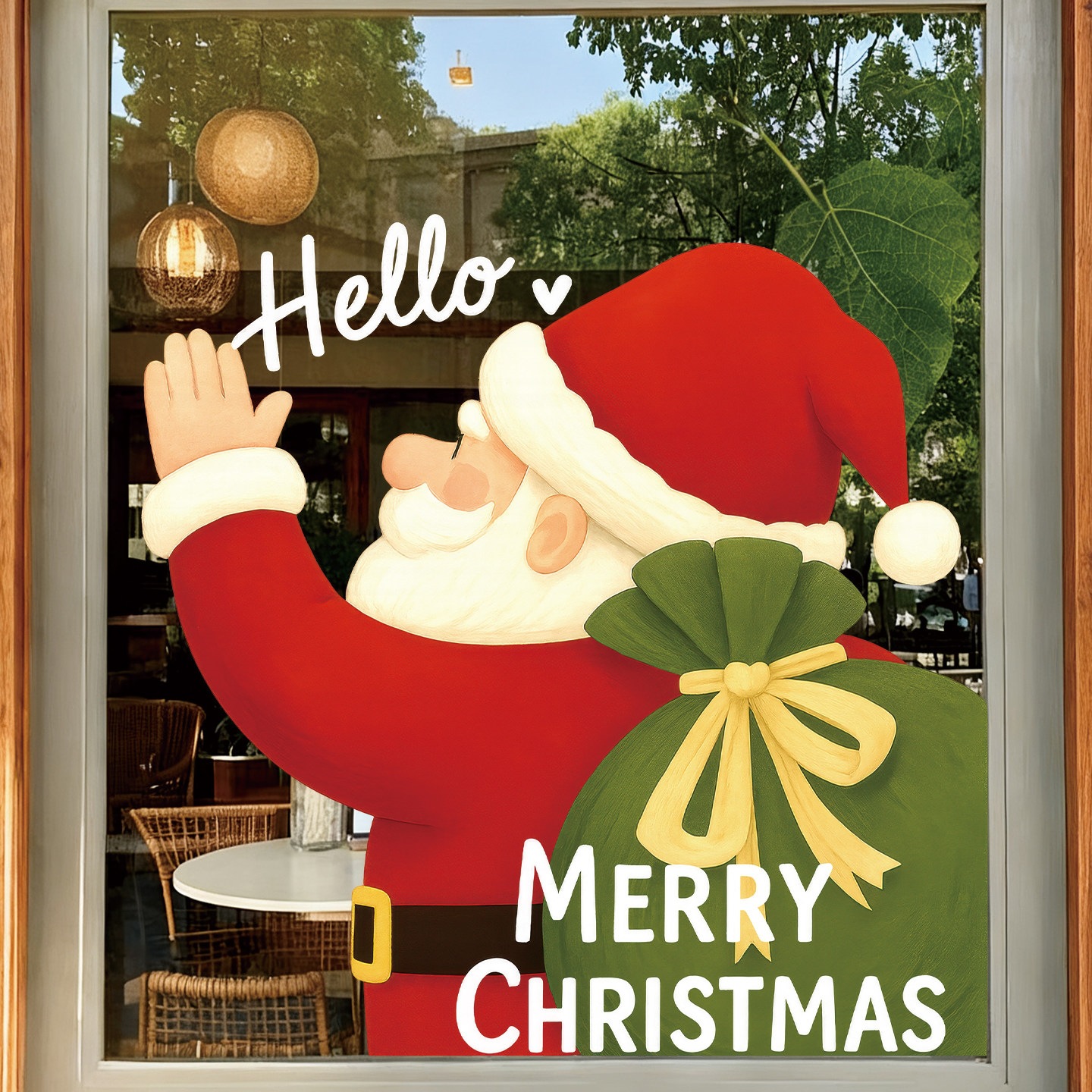 圣诞节装饰窗花礼物圣诞老人商场店铺橱窗玻璃门氛围布置静电贴纸