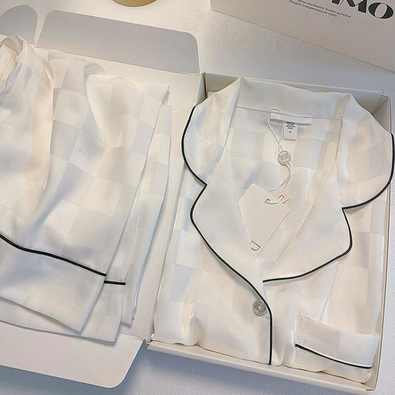 Long sleeve [set] jacquard tiffany white