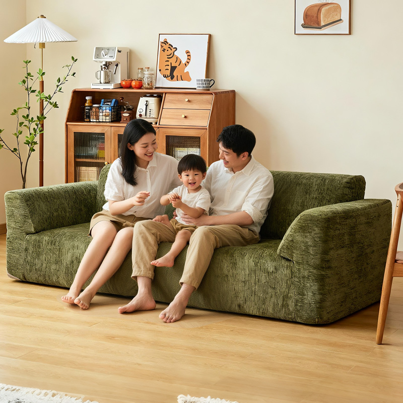 Fabricación de compresión transfronteriza vacío sofá crema de viento sala de estar línea directa doble tofu sofá esponja pura