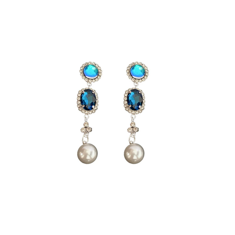 Серебряная игла, серьги из жемчуга, ожерелье, цепочка, ретро модный набор, аксессуар, франш стиль, лёгкая роскошь, оптом