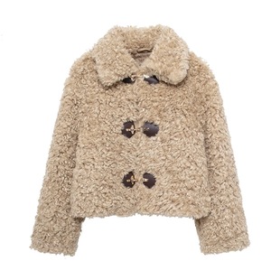 TAOP & ZA Fall/Winter New Women's Fashion Casual Lapel Rope Buckle Fleece Jacket 3046347