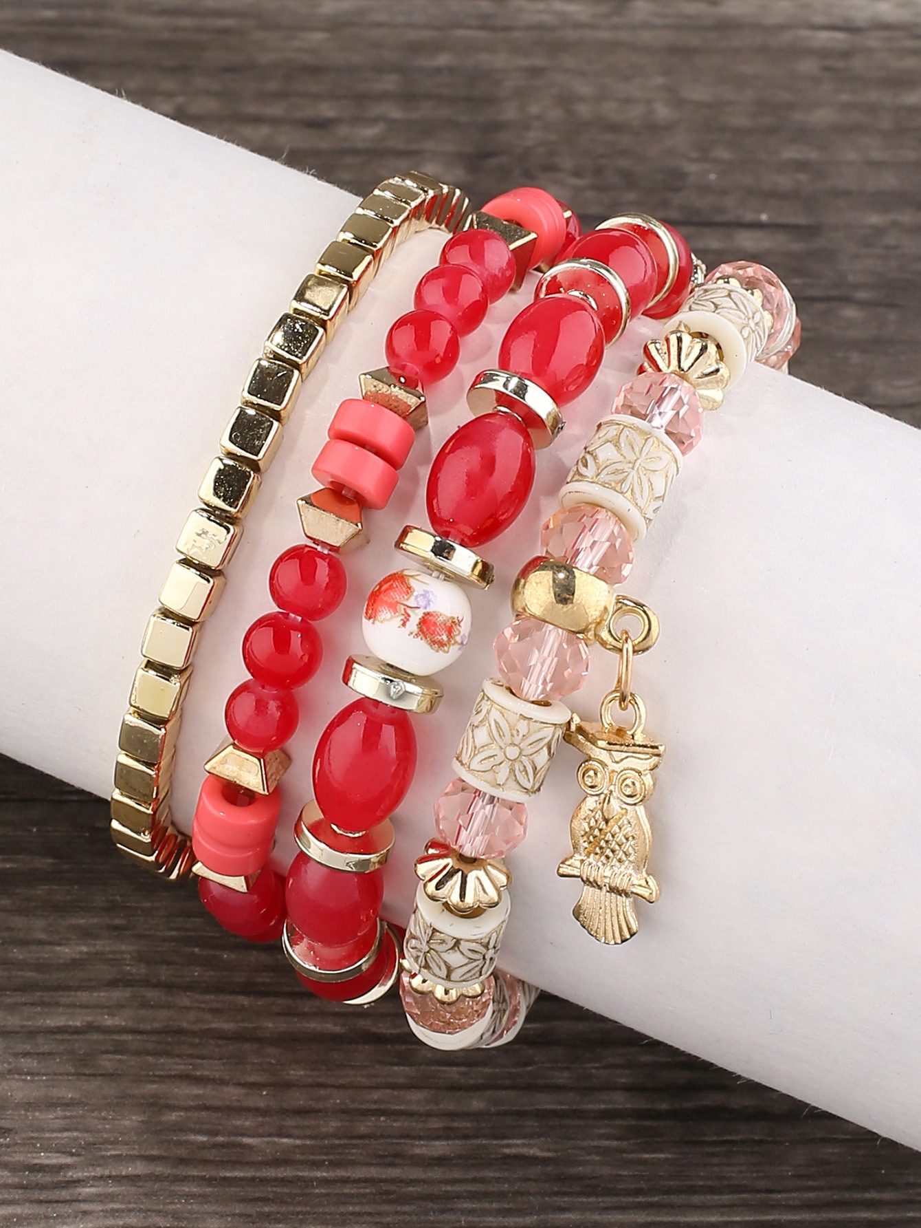 Vintage Style Printing Color Block Arylic Alloy Glass Wholesale Bracelets display picture 2