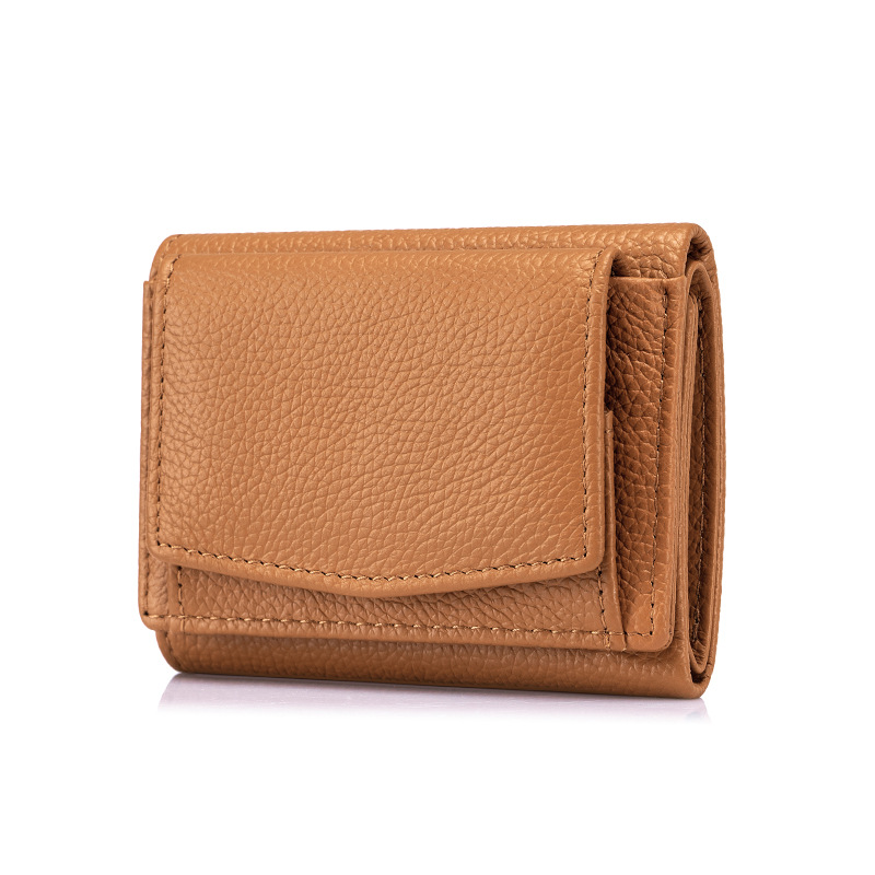 小さな財布本革女性RFIDカードバッグ日本式の財布の3割引の短い財布の薄いミニ小銭包装の小銭