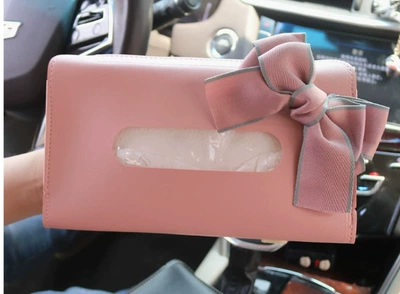 Car Creative Cartoon Tissue Box for Sun Visor, Hanging Type, Sunroof, Seat Back Tissue Holder, Female Car Interior Accessories (Multimediya və saxlama aksesuarları) - pink-sun-visor-paper-cover