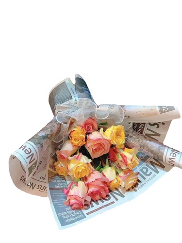 Valentine's Day English Gift Wrap Vintage Newspaper English Newspaper Flowers Gift Wrap Bouquet Gift Wrap Flower Shop Wholesale