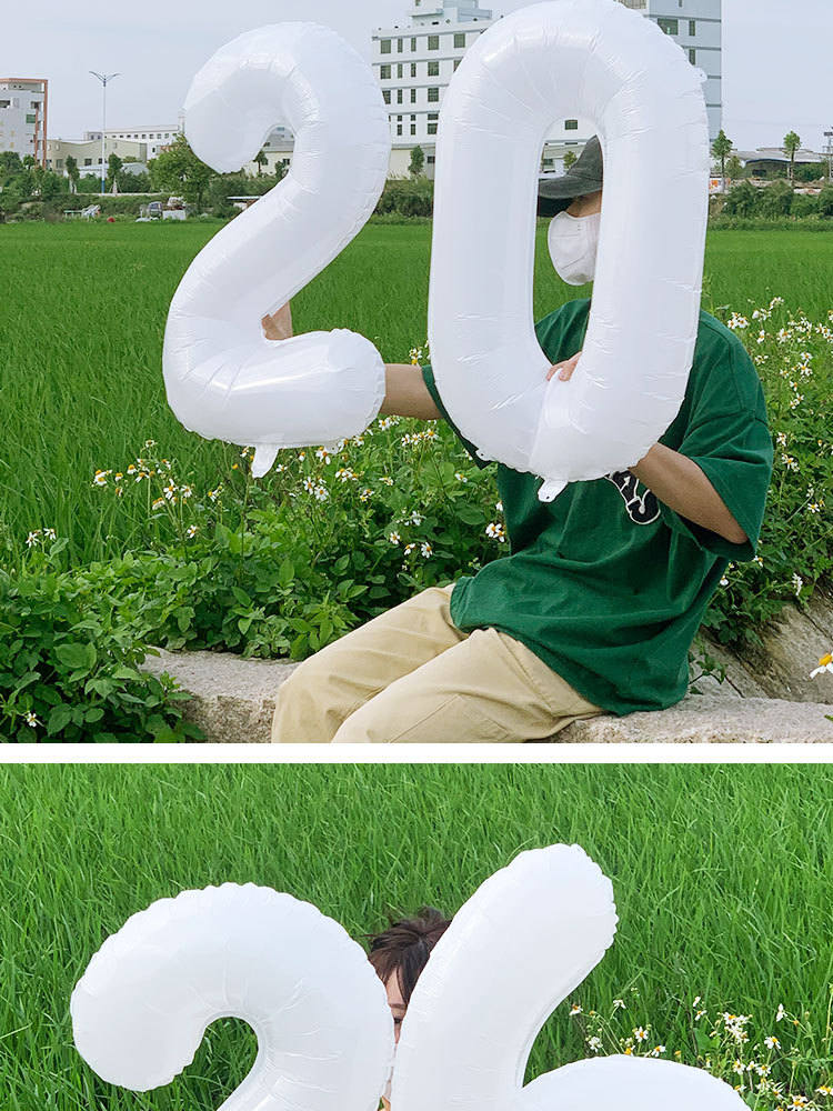 INS网红气球森系DIY白色32寸数字铝膜气球派对装饰飘空氦气球批发详情10