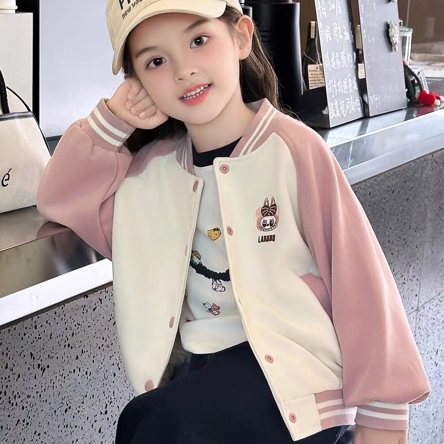 Labubu Girls' Jacket 2026 Spring/Autumn New Style Baseball Jacket Stylish Children's Autumn Top