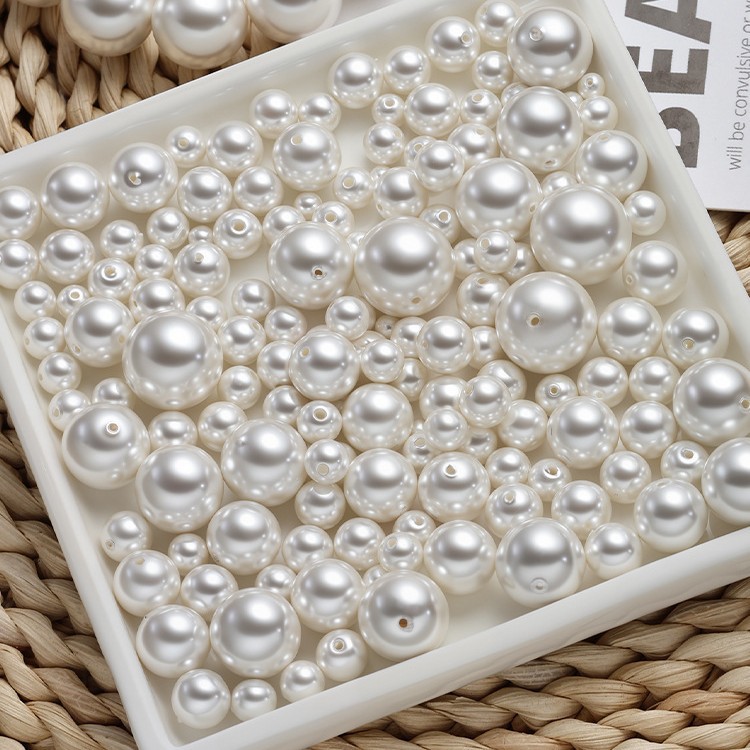 ABS珍珠直孔仿珍珠圆珠项链手链diy串珠散珠饰品配件材料现货批发