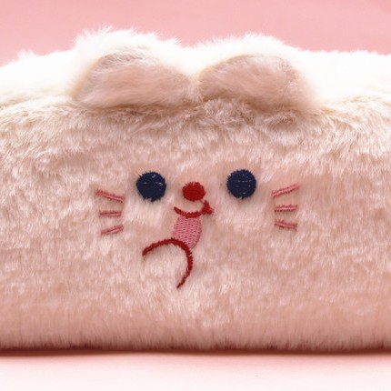 2023 transfronteriza en la acción de gran capacidad de la caja de lápiz Poof lindo oso estudiante de peluche bolsa de papelería caja de lápiz de curación suave billetera