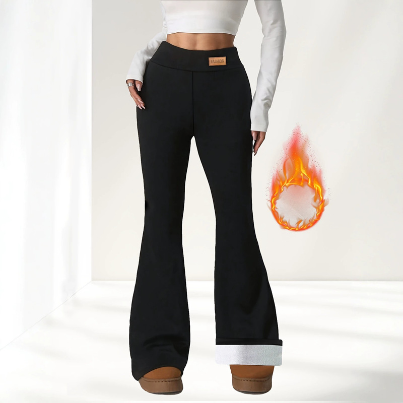 Cross-Border Winter Fleece-Lined Thickened Flared Pants, High-Waisted, High-Elastic, Butt-Lifting, Versatile Outdoor Commuting Casual Sports Leggings