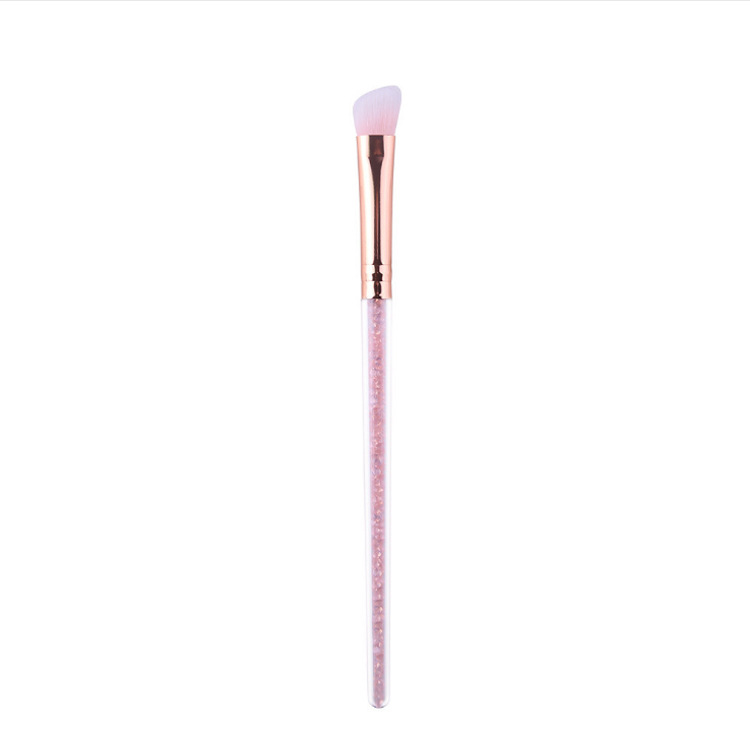 Manufacturer wholesale beauty tools pink oblique eyeshadow brush makeup brush transparent long rod single portable makeup brush