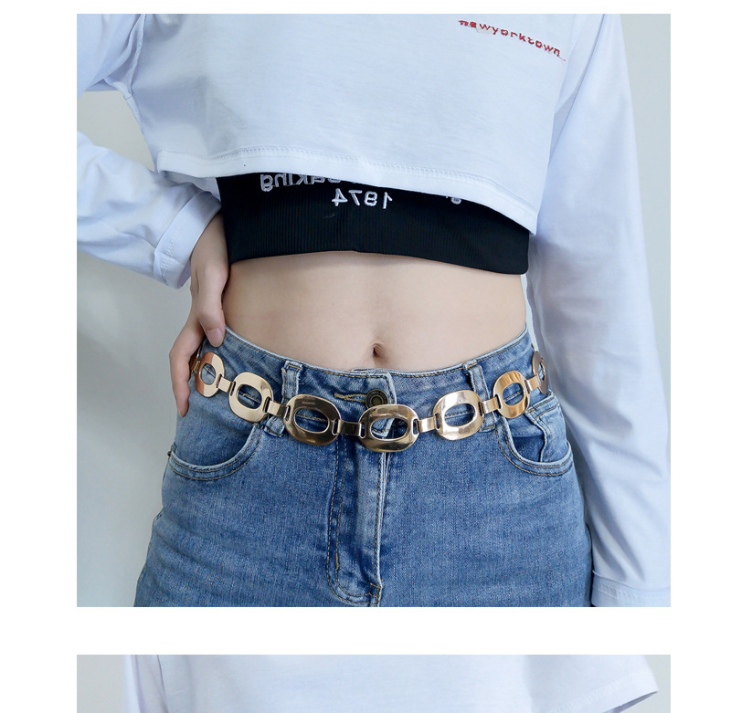 145g Weight Waist Chain Classification 1 Piece Quantity Holiday, Party, Street Occasion Metal Material Oval, Belt Pattern Women's Gender Streetwear Style Streetwear Oval Belt Metal Women's Chain Belts 6