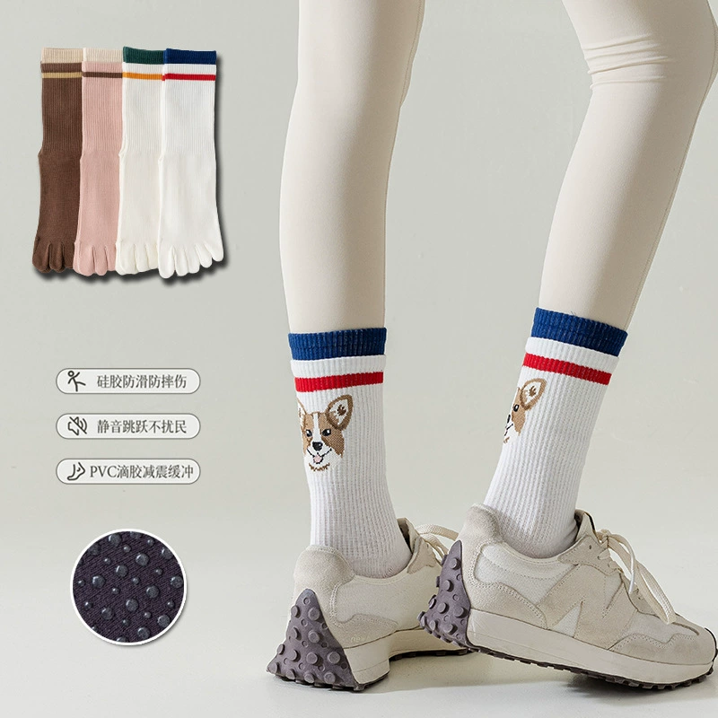 Милые нескользящие дышащие knee socks для занятий спортом для школьников для йоги, до колена