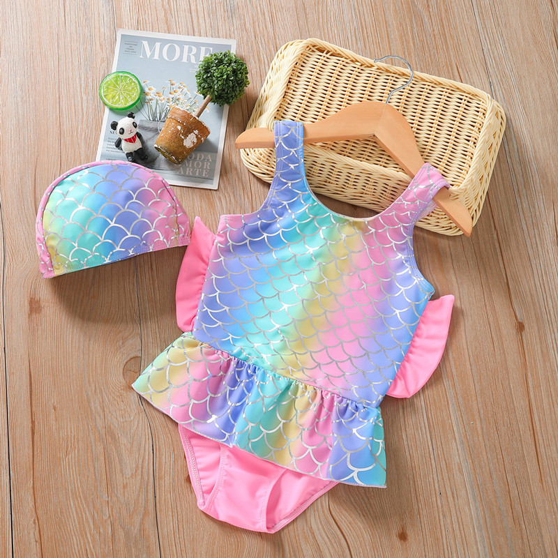 2022 new pattern mermaid children Swimsuit girl Conjoined Swimming suit Infants Swimsuit Costume Manufactor wholesale