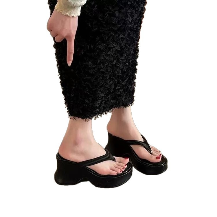 Zapatillas de tacones gruesas francesas 2026 verano de moda versátil vacaciones cómodas zapatillas de tacones altos image 5