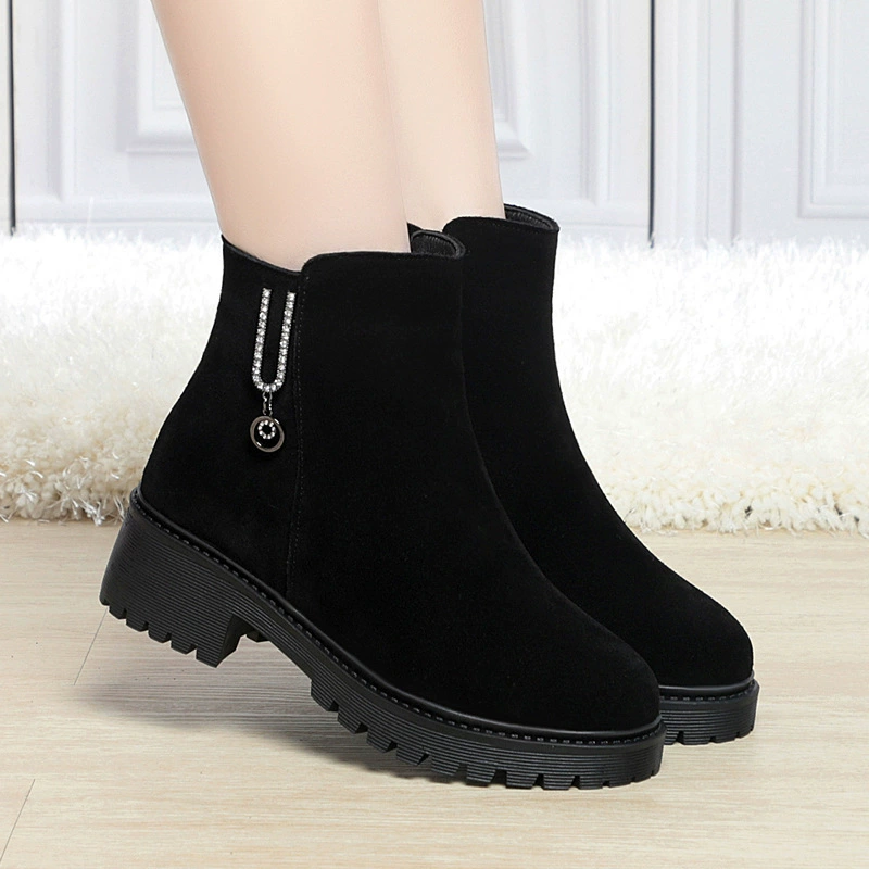23 Autumn new female cotton boots medium heel heel cotton retro female boots cotton boots LY99006