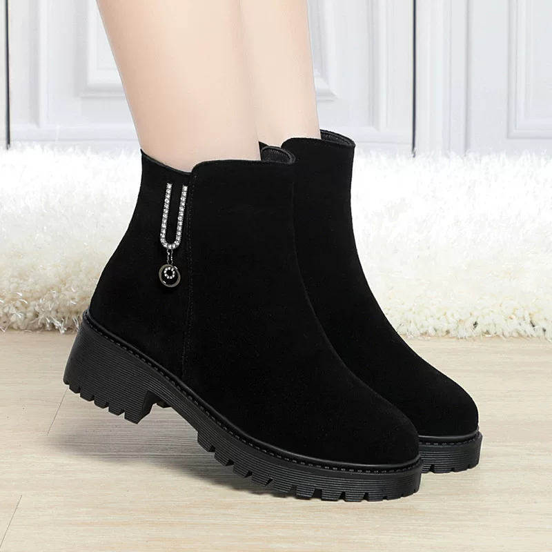 23 Autumn new female cotton boots medium heel heel cotton retro female boots cotton boots LY99006