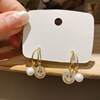 Earrings, small design silver needle from pearl, 2021 years, internet celebrity, trend of season