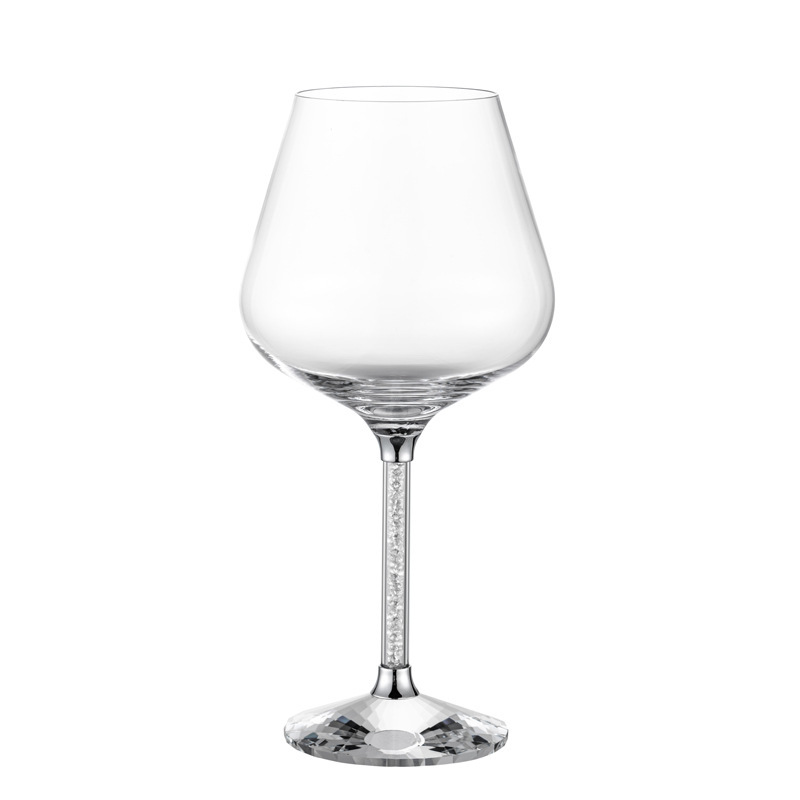 Copas de vino de gama alta de lujo ligero, vidrio de cristal de pie alto, diamantes de oro, diamantes de plata, vasos de cristal giratorios comerciales para el hogar