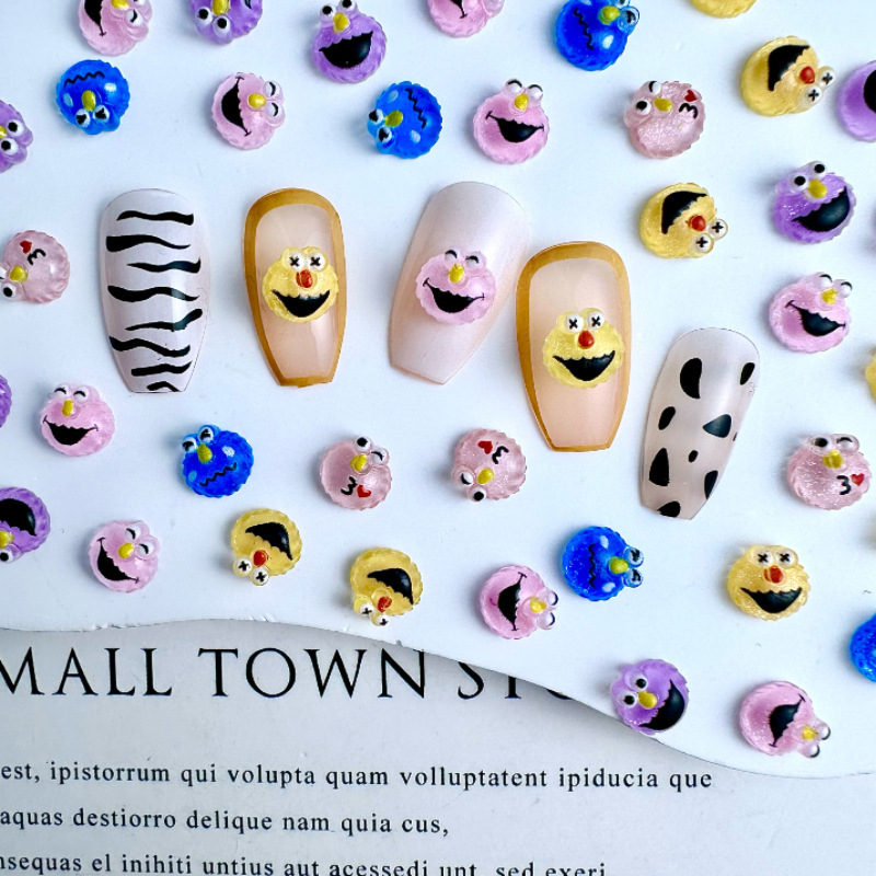Cross-border popular Sesame Street manicure accessories cute cartoon doll resin accessories diy nail decoration Cross-border popular Sesame Street manicure accessories cute cartoon doll resin accessories diy nail decoration
