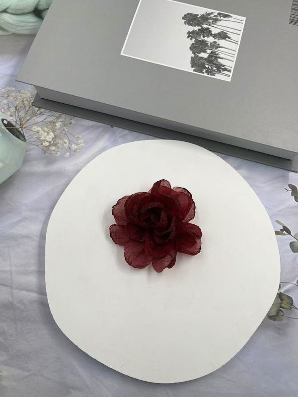 Caro同款烤边布艺花朵9cm立体烧边花朵diy发饰鞋帽胸花饰品配件|undefined