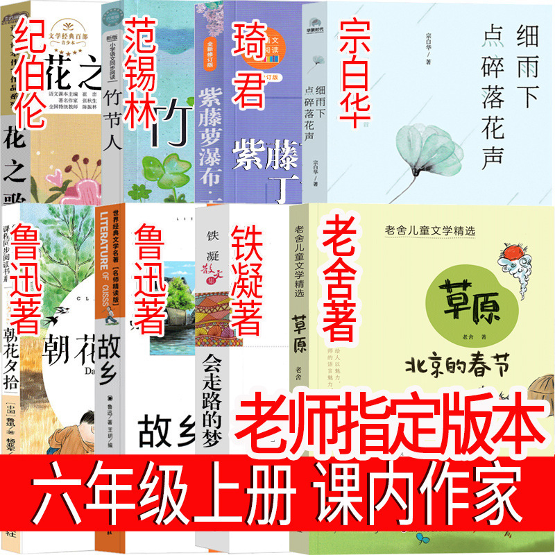 The song of flowers in the first volume of the sixth grade, the spring festival in Beijing, wisteria falls, lilac knot, drizzle, and some broken fallen flowers