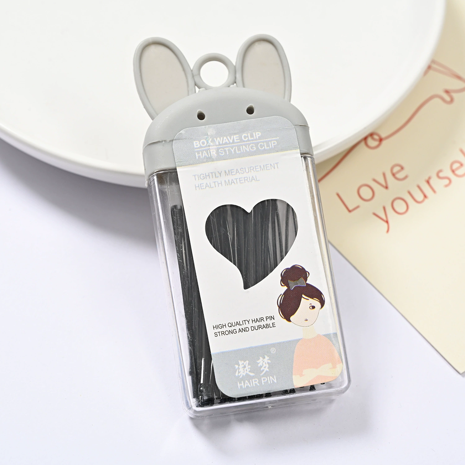 One-Word Hair Clip (Hyuna) — Stainless Steel Korean Candy Bangs Pin, 6 cm, Multi-Color Boxed Set