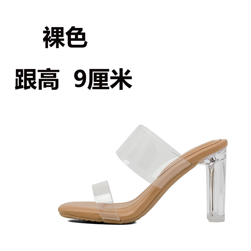 Sandallas de tacón alto transparentes con base suave para mujeres 2026 nuevas zapatillas frías de verano de talón medio de cristal de talón grueso image 5