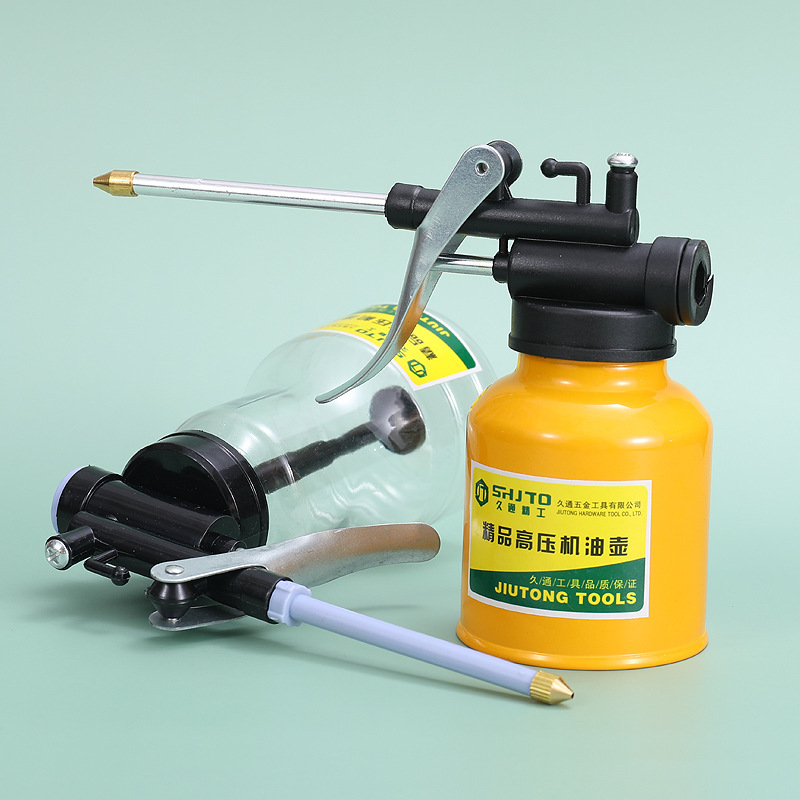 Fábrica al por mayor de alta presión olla de aceite cubierta de aluminio transparente olla de aceite lubricante pistola de aceite herramienta de mano 250g450g500g