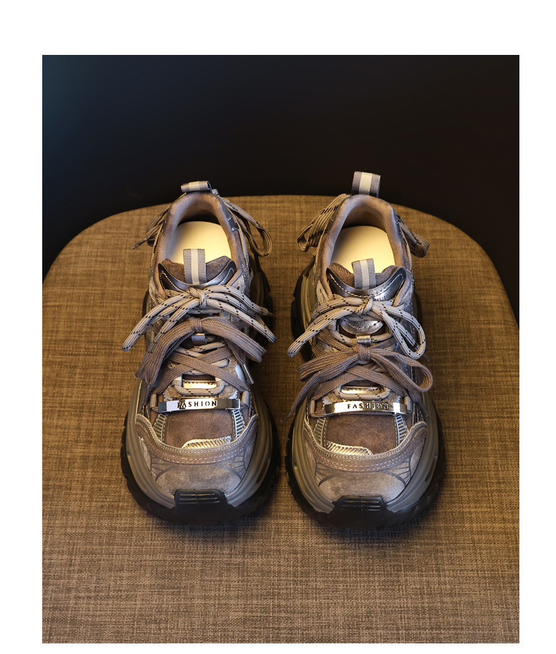 Giày sneaker nữ chunky đế dày tăng chiều cao phong cách thể thao — màu đen chi tiết 19