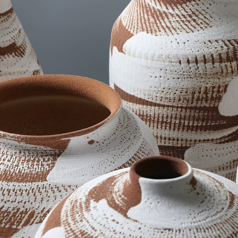Новая китайская стиль сухие цветы аранжировка vase каменная чаша для цветов керамическая бутылка чайная комната Zen украшения