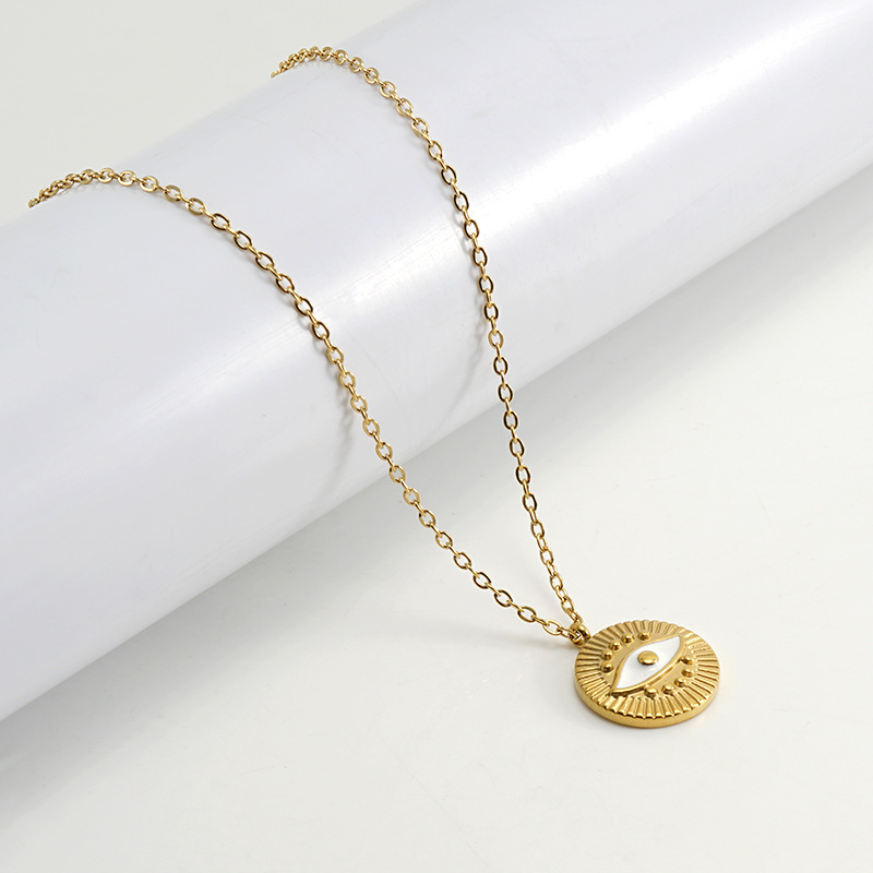 Moda simple europeo y americano estilo transfronterizo de acero inoxidable COLLAR COLGANTE de ojo del diablo ins estilo red clavícula roja cadena femenina