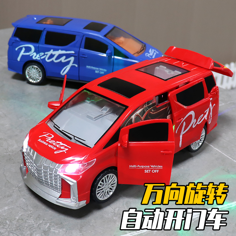 Nuevos productos eléctricos universal puerta abierta coche de negocios música iluminación truco giratorio coche niño coche de juguete al por mayor