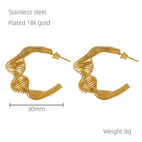 European and American fashion new niche design minimalist ins style personalized pleated space spring earrings earrings jewelry