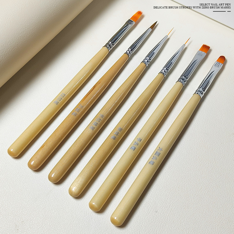 日本式ネイルペン6本のカラーブラシセットの光治療機能をスキャンして線を引いて花のカラーペンを描きます。|undefined