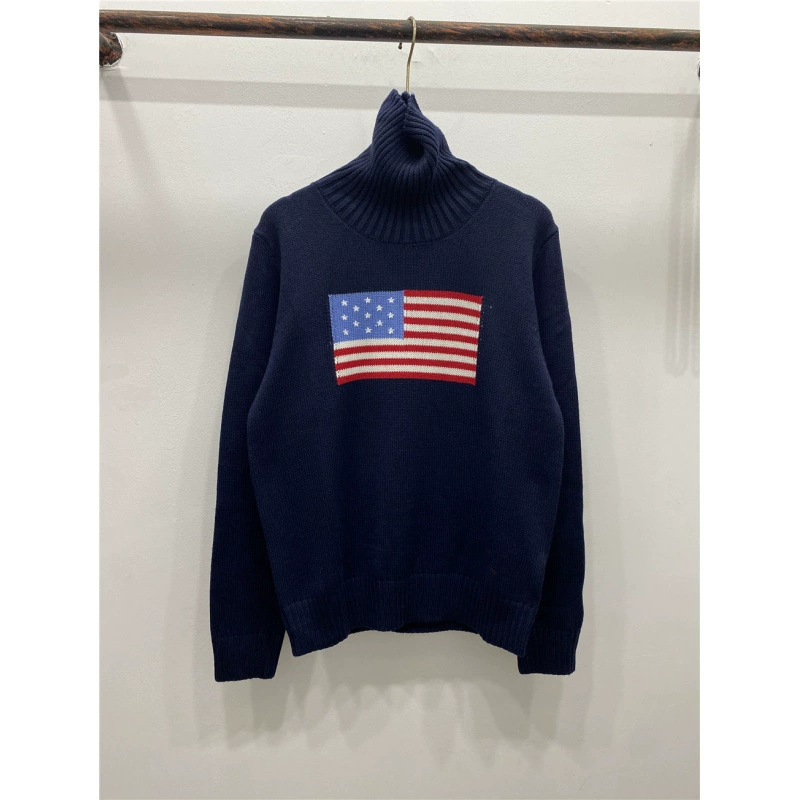 Демисезонный вязаный свитер USA, с вышивкой, корейский стиль, plus size