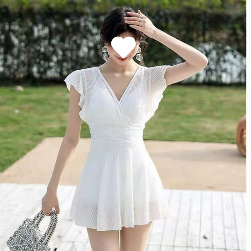 Купальник для женщин 2025, цельный купальник-боксер в стиле юбки, консервативный, закрывающий живот, для похудения, купальник размера плюс, толстый M, для купания в горячих источниках