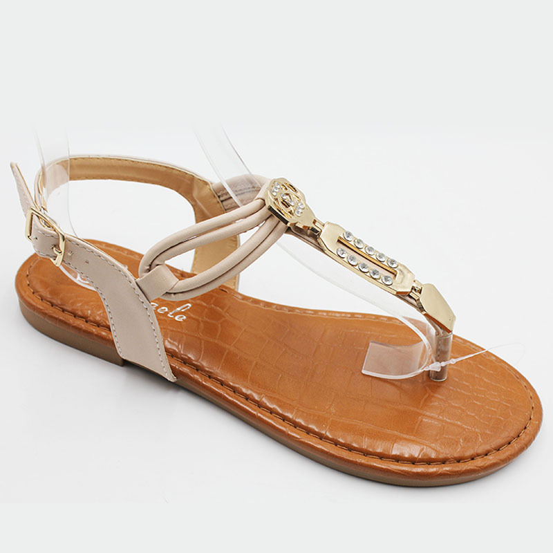 2024年外贸大码女鞋水钻镶钻凉拖夹趾flat shoes women sandals夏