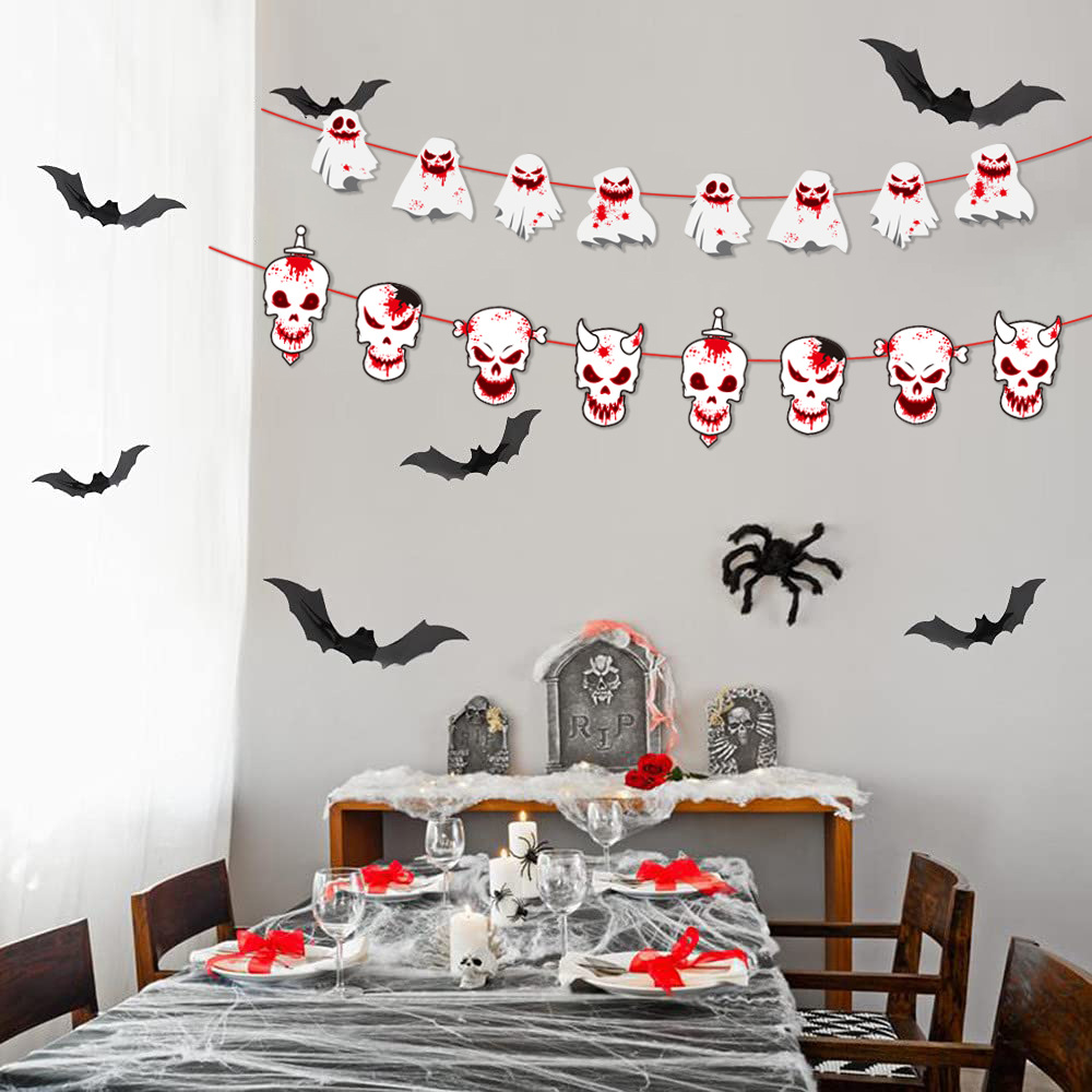Nuevos banners de calabaza y fantasma de Halloween 2026, guirnaldas y decoraciones para ambiente de bar y KTV image 3