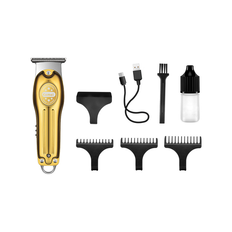 Cortadora de Pelo Kemei KM-679 con Cabezal de Aceite de Molienda Automática, Cortadora de Pelo USB, Recortadora de Pelo Eléctrica, Especial para Barberos