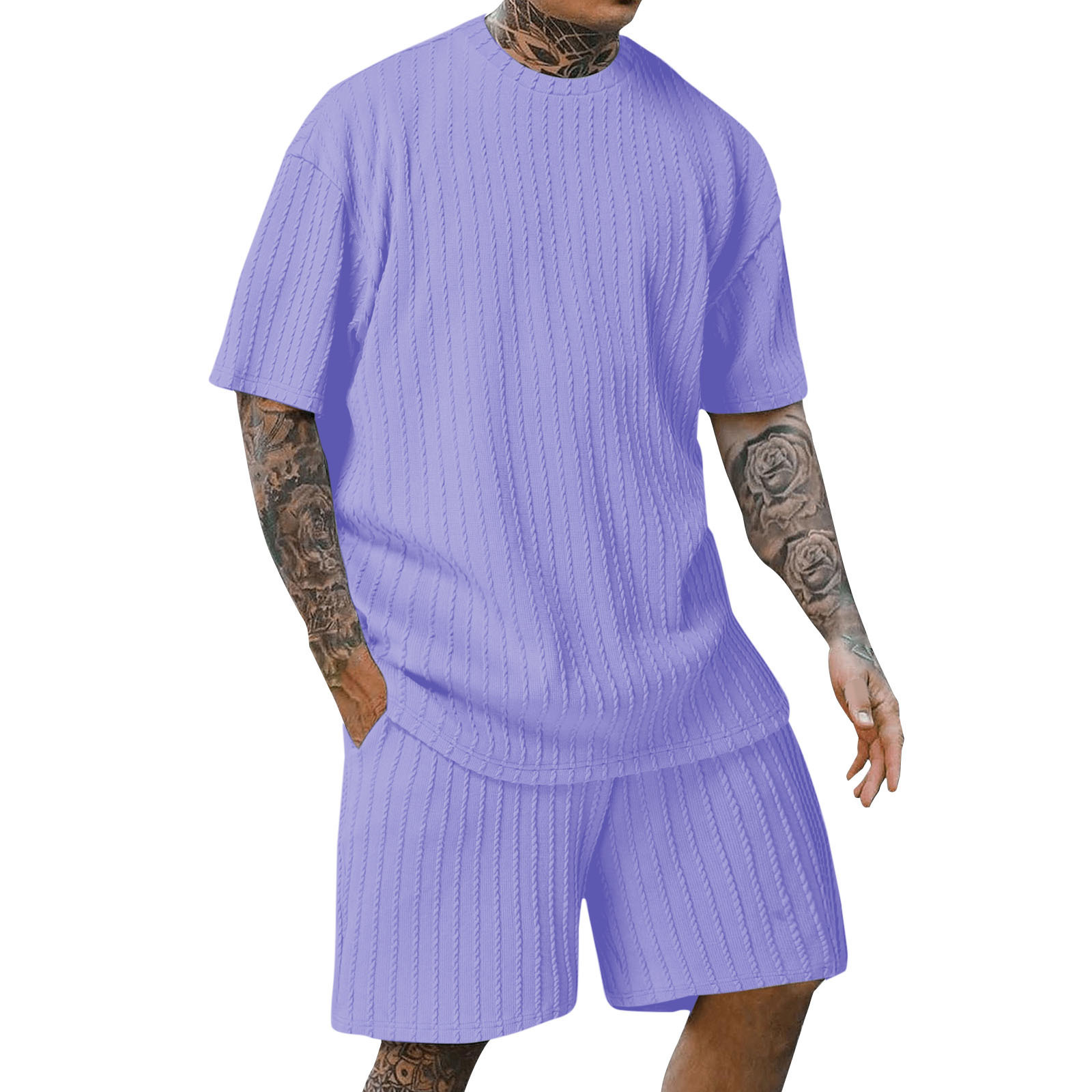 Completo sportivo uomo t-shirt e pantaloncini set due pezzi_voghion.com