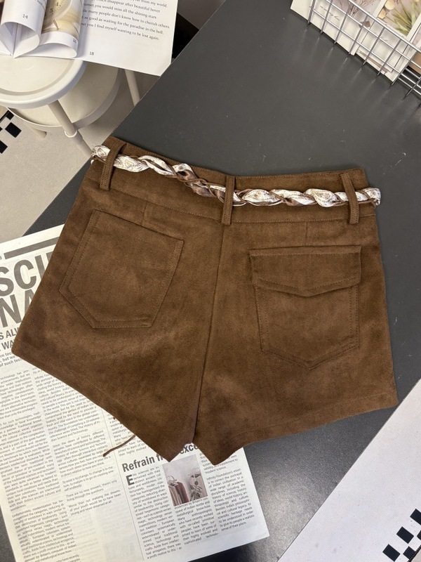 韩版时尚百搭系带高腰显瘦鹿皮绒短裤阔腿裤休闲裤靴裤女秋冬新款|undefined