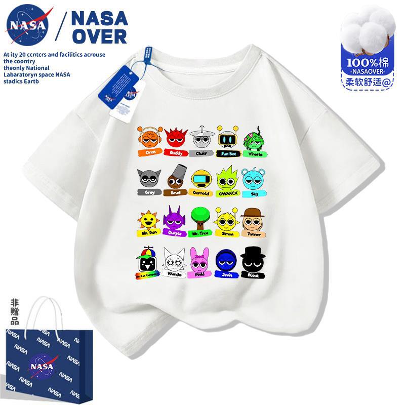 Nasa's New Rhythm Box Kidsren's Pure Cotton Short-Sleeved Cartoon Boys and Girls Summer T-Shirt Cute Printed Tops Nasa's New Rhythm Box Kidsren's Pure Cotton Short-Sleeved Cartoon Boys and Girls Summer T-Shirt Cute Printed Tops