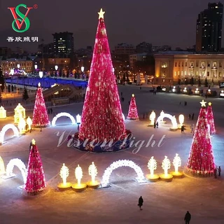 厂家定制DMX点控ledRGB大型圣诞树造型灯圣诞装饰景观节日彩灯