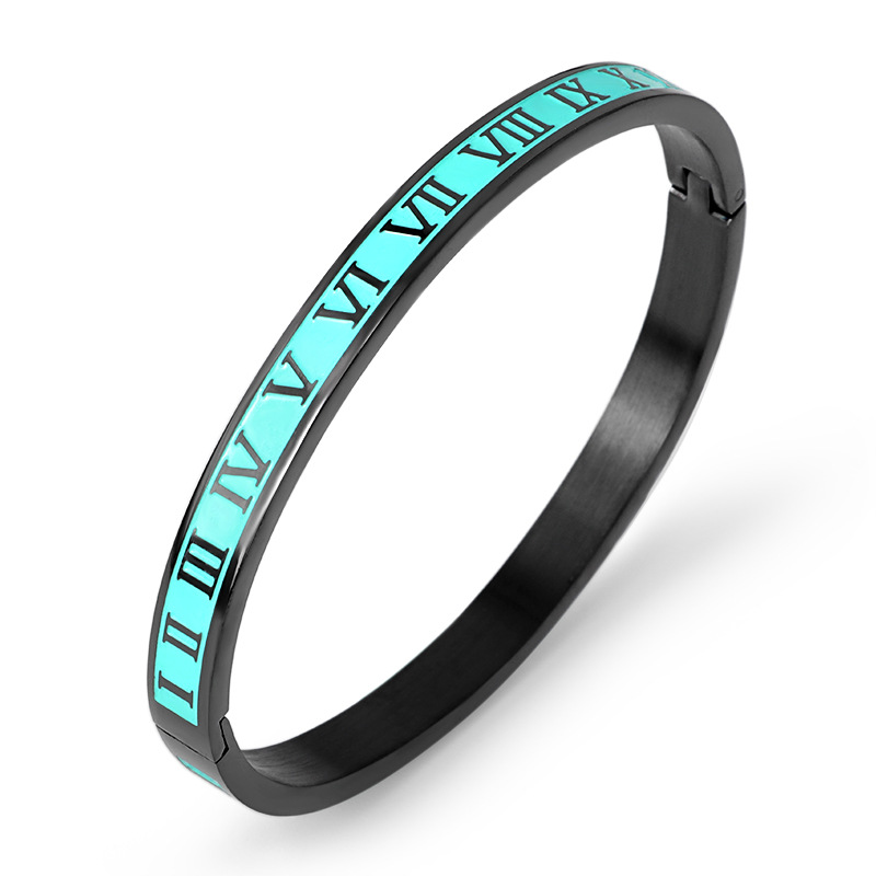 Streetwear Roman Numeral Stainless Steel Bangle In Bulk display picture 4