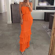 C 47103 Tube top ruffle dress Ĩ�ر߳�ȹ�羳����ͨ